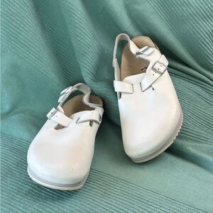 Tokio Super Grip Birkenstock Clogs White Genuine Leather Size 40